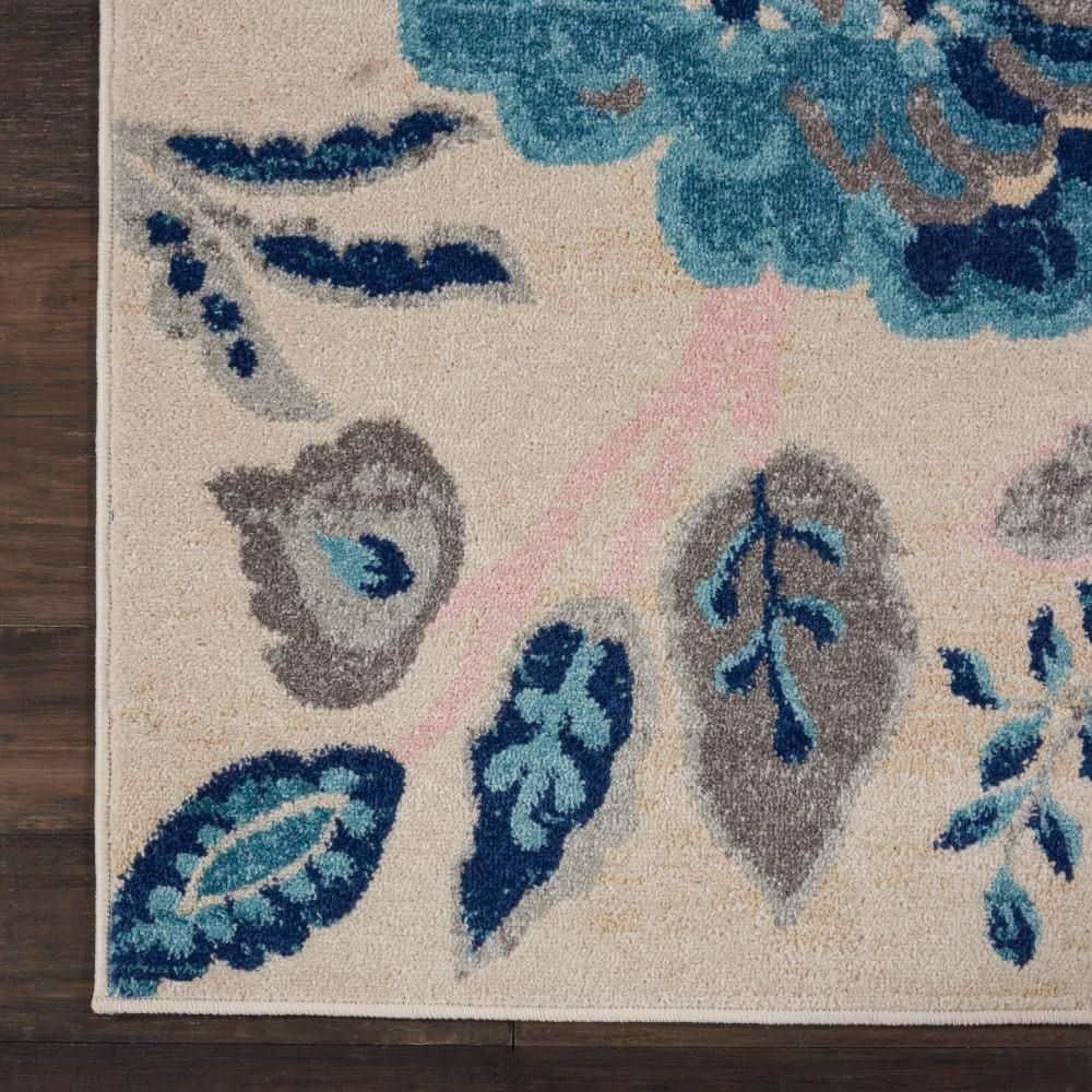 Nourison Tranquil 8' X 10' Ivory/Light Blue Area Rug French Country Eclectic Floral by Nourison