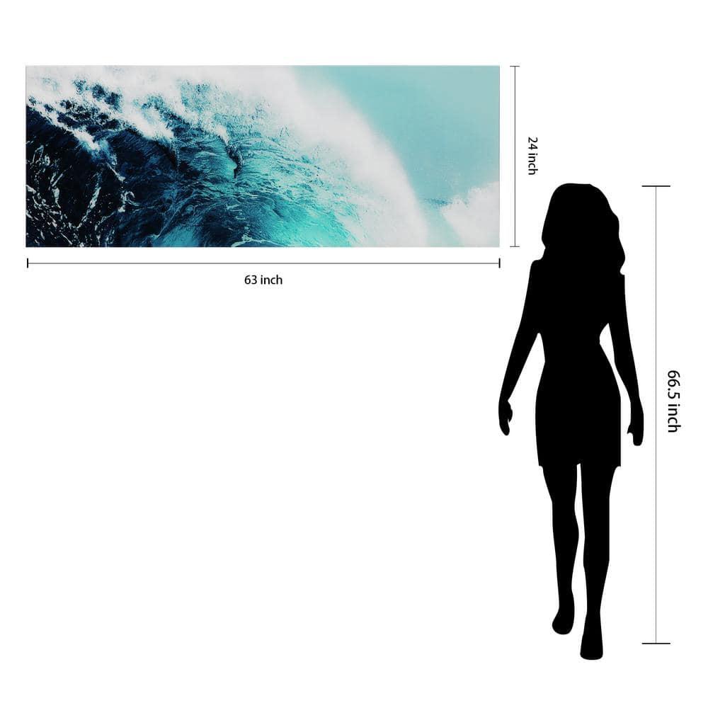 Empire Art Direct Blue Wave 1 & 2 Frameless Free Floating Tempered Glass Panel Graphic Wall Art, 24" x 63" each, Ready to Hang