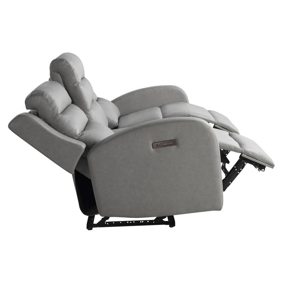 Relax-A-Lounger Alpine Power Recliner Sofa Gray Vegan Leather