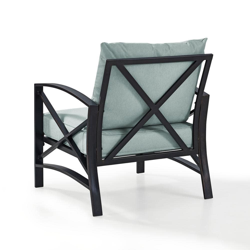 Kaplan Outdoor Arm Chair Mist - Crosley: Steel Frame, Weather-Resistant Patio Furniture with Cushions