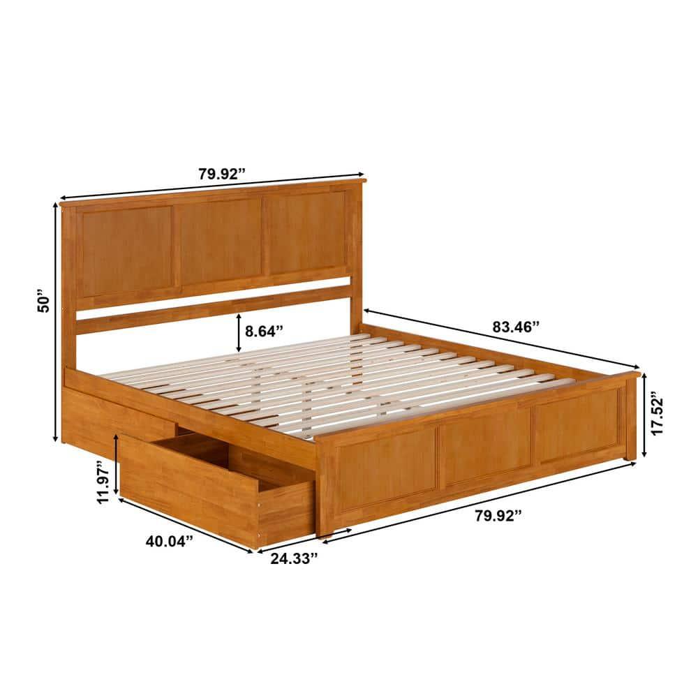 Madison Solid Wood Platform Bed with Matching Footboard & Storage Drawers