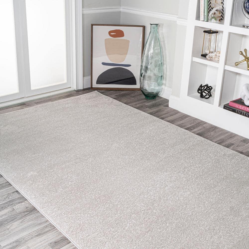 8'x10' Haze Solid Low-Pile Area Rug, Ivory - JONATHAN Y