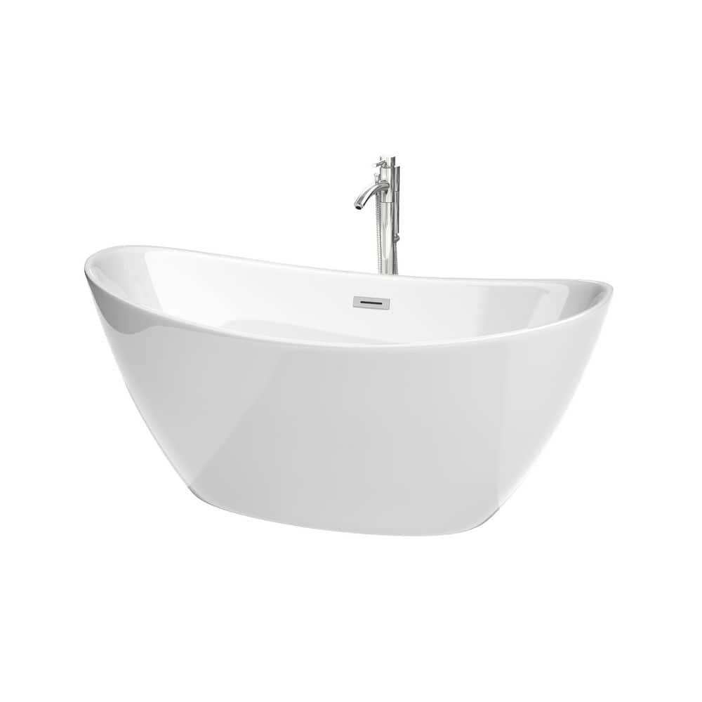 Dorrit 60" x 32" Freestanding Soaking Acrylic Bathtub with Faucet