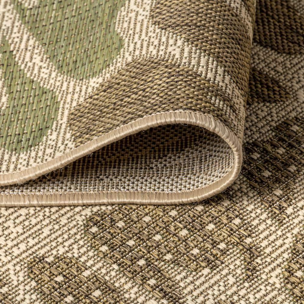3'x5' Zinnia Modern Floral Textured Weave Indoor/Outdoor Area Rug, Sage/Brown - JONATHAN Y