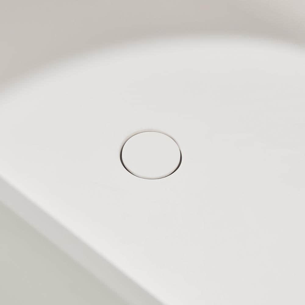 59" x 29.5" Freestanding Soaking Stone Resin Bathtub with Pure White Overflow and Pop Up Drain