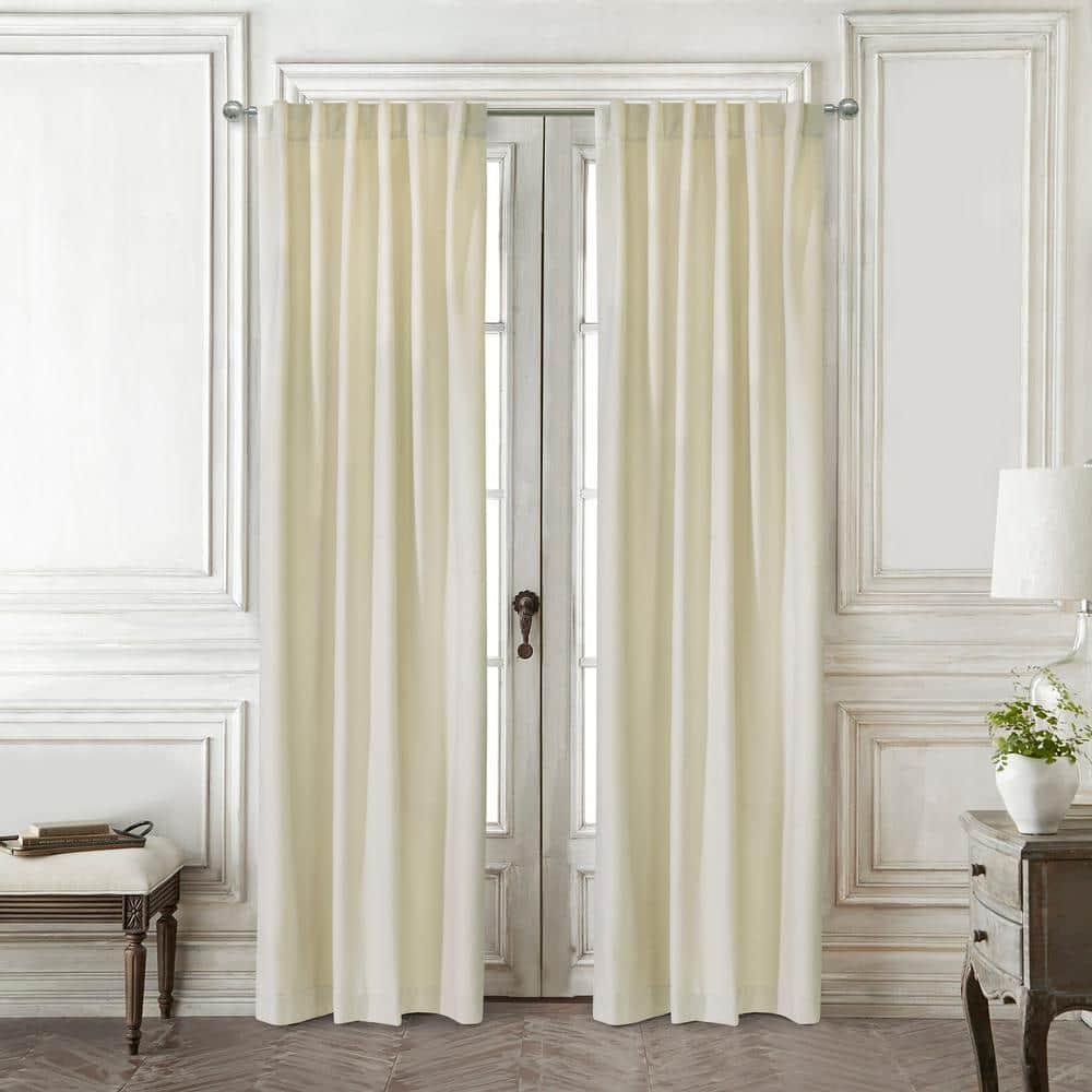 Thermaplus Seren Room Darkening Window Treatment Dual Header Curtain Panel for Bedroom Livingroom 50" x 84" Natural