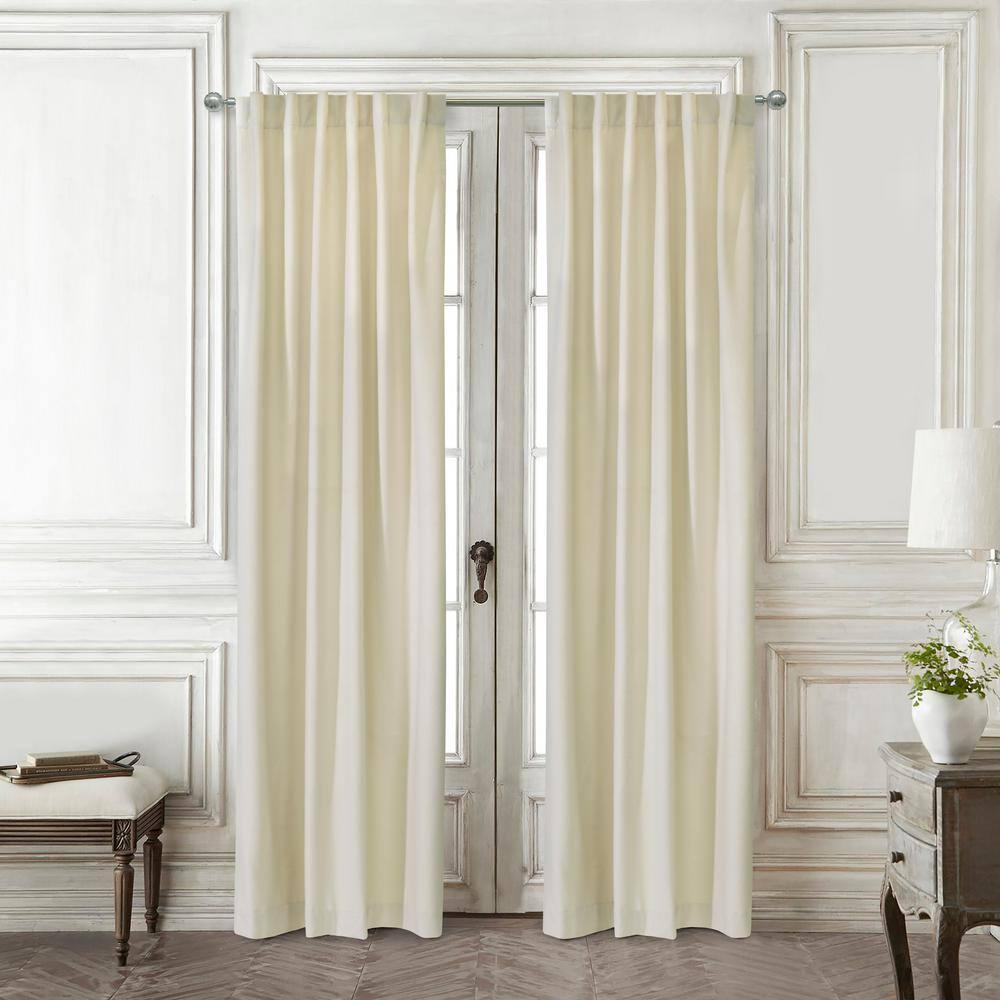 Thermaplus Seren Room Darkening Window Treatment Dual Header Curtain Panel for Bedroom Livingroom 50" x 84" Natural