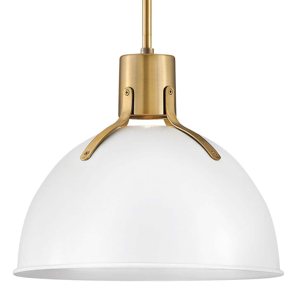 Argo Polished White 14" LED Bowl Pendant with Vintage Industrial Design