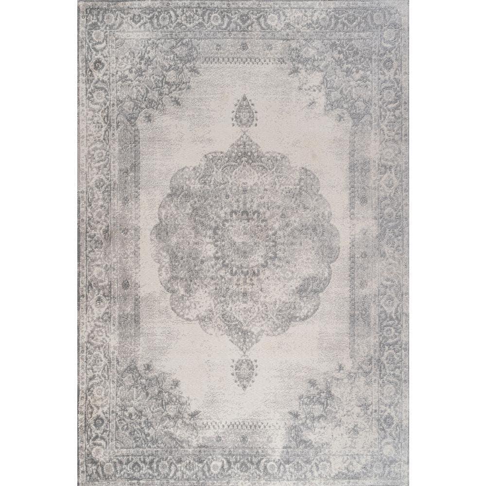 3'x5' Rosalia Cottage Medallion Area Rug, Gray/Ivory - JONATHAN Y