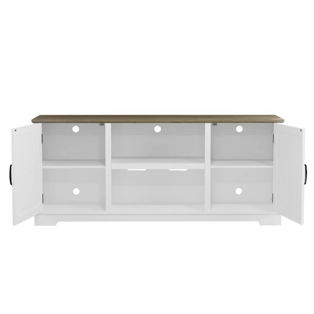 70" Classic Style TV Stand for TVs up to 78" White - Festivo: Farmhouse Design, Cable Management, Adjustable Storage