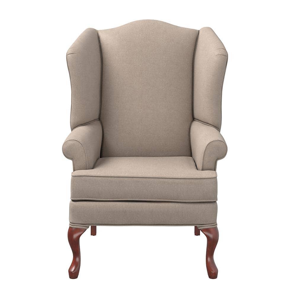 Comfort Pointe Erin Beige Fabric Traditional Wing Back Accent Chair