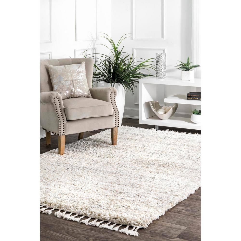 Nuloom Brooke Solid 9x12 Shag Indoor Area Rug for Living Room Bedroom Dining Room Nursery, Ivory