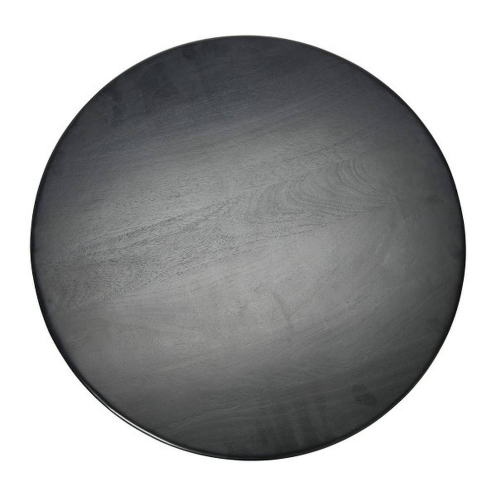 Storied Home Mango Wood and Cane Coffee Table with Shelf Black: Round, Modern, 25.75" Diameter