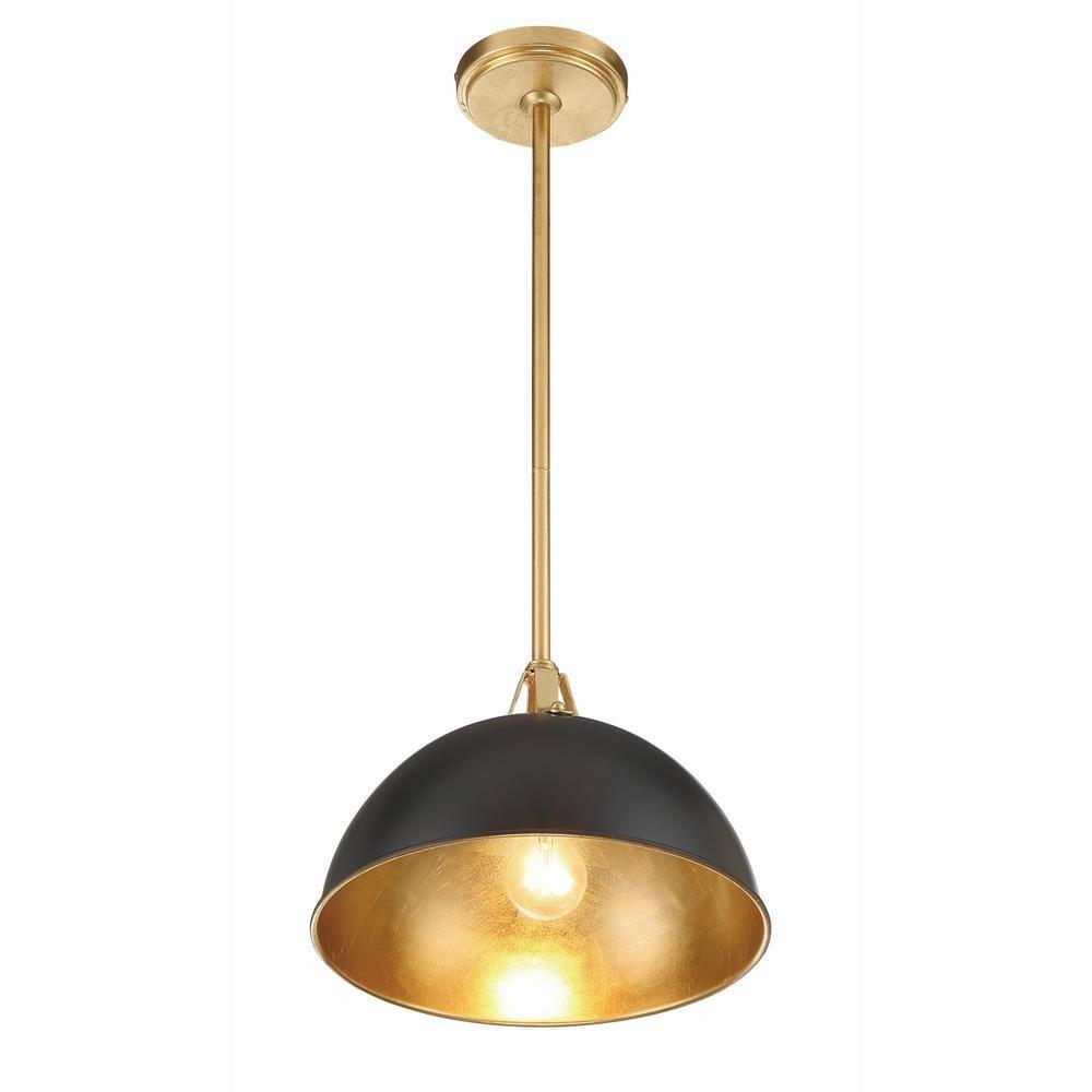 Crystorama Lighting Soto 1 - Light Pendant in  Matte Black/Antique Gold