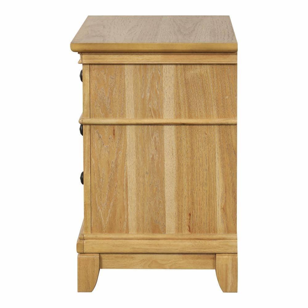 Furniture of America Stratford 2-Drawer Solid Wood Adult Bedroom Nightstand, Natural Oak