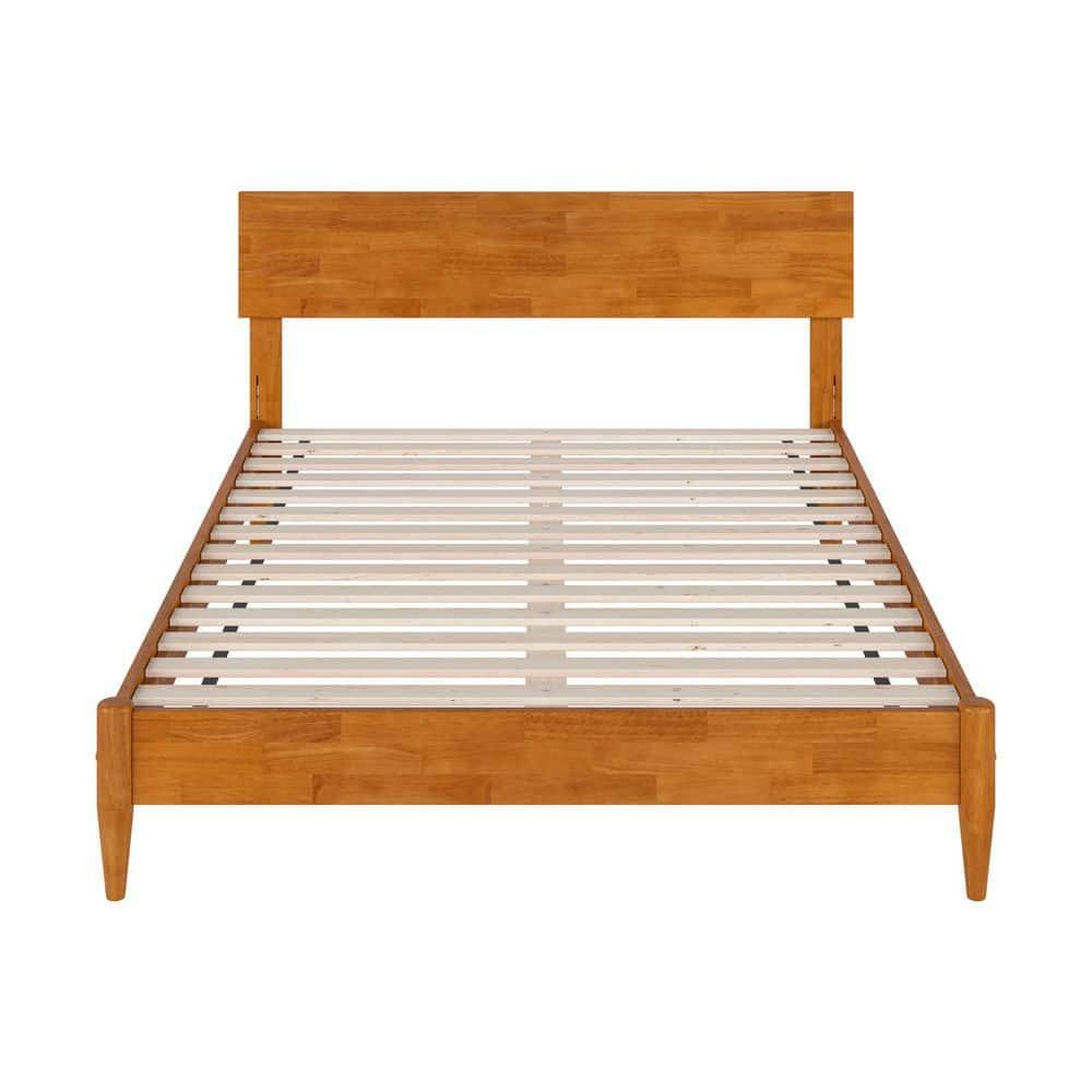 AFI Aria Full Modern Solid Wood Low Profile Platform Bed, Light Toffee