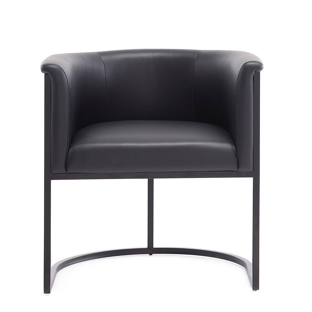 Bali Faux Leather Dining Chair Black - Manhattan Comfort: Upholstered Metal Frame, No Assembly Required, Armrests