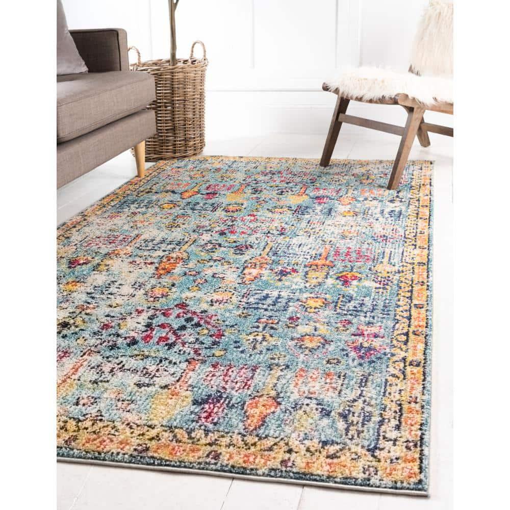 Unique Loom Monterey Collection Area Rug - Adobe (8'  x 10' Rectangle Blue/Beige)