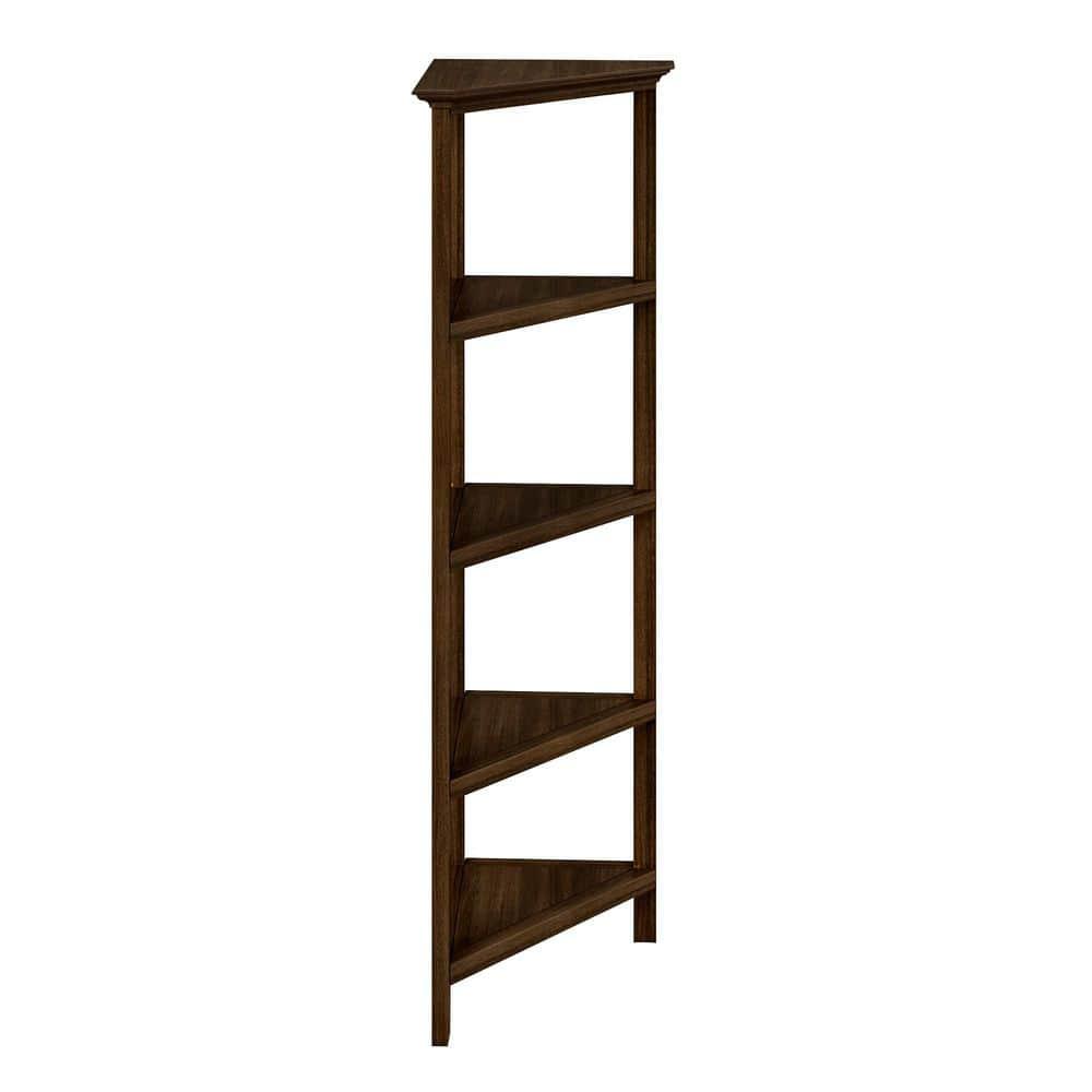 NewRidge 4-Tier Corner Wooden Bookcase Walnut