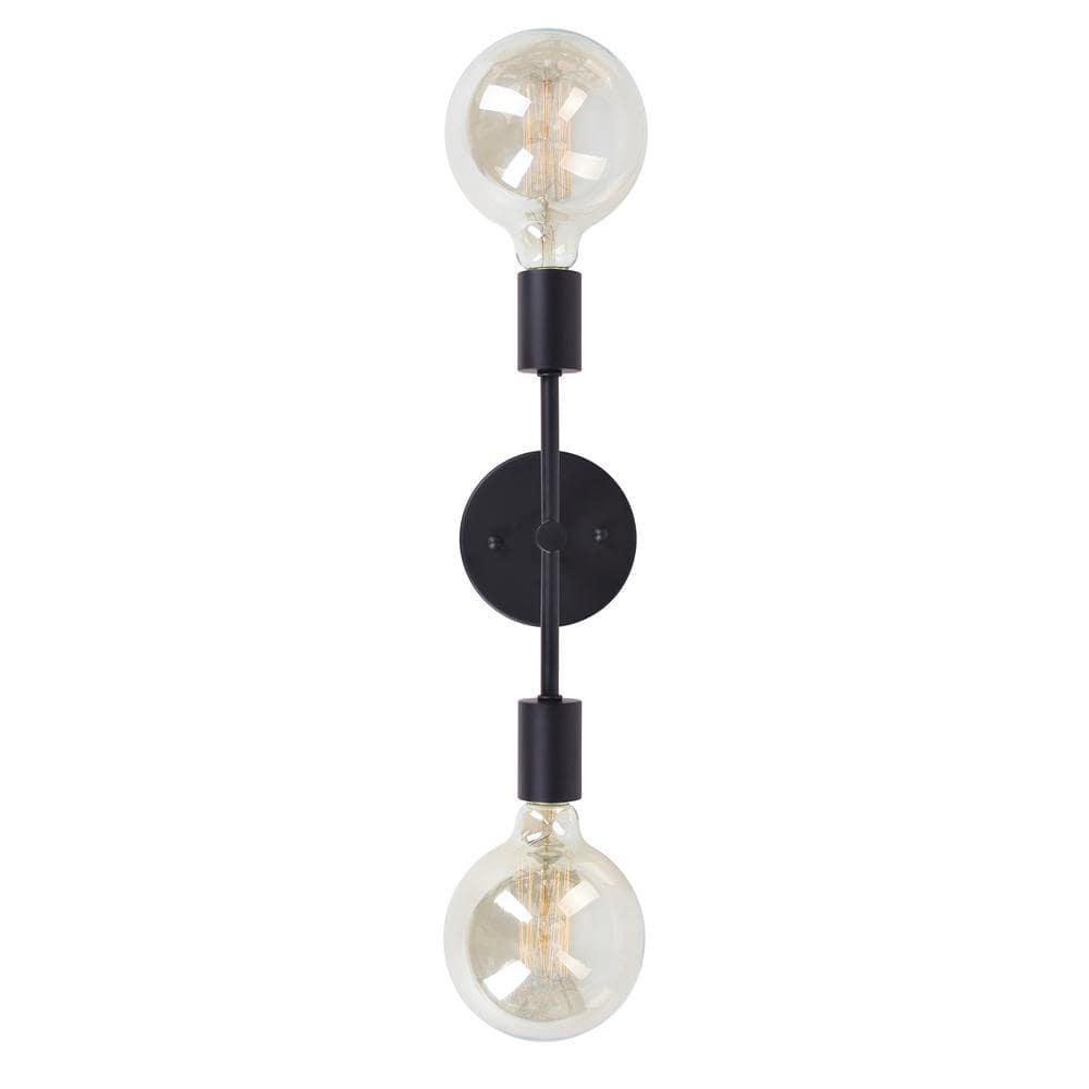 Baton 2-Light Black Wall Sconce