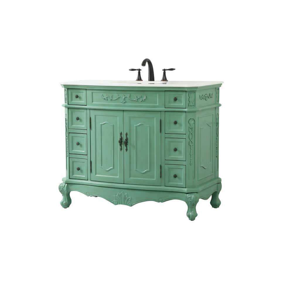 Elegant Decor Danville 42" Solid Wood Single Bathroom Vanity in Vintage Mint