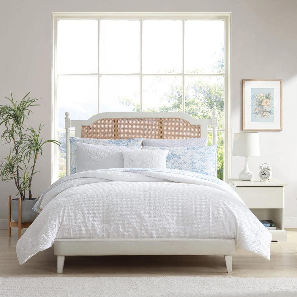 Laura Ashley Laura Ashley Margaret White Easy Care Reversible Dorm Bonus Bed Set