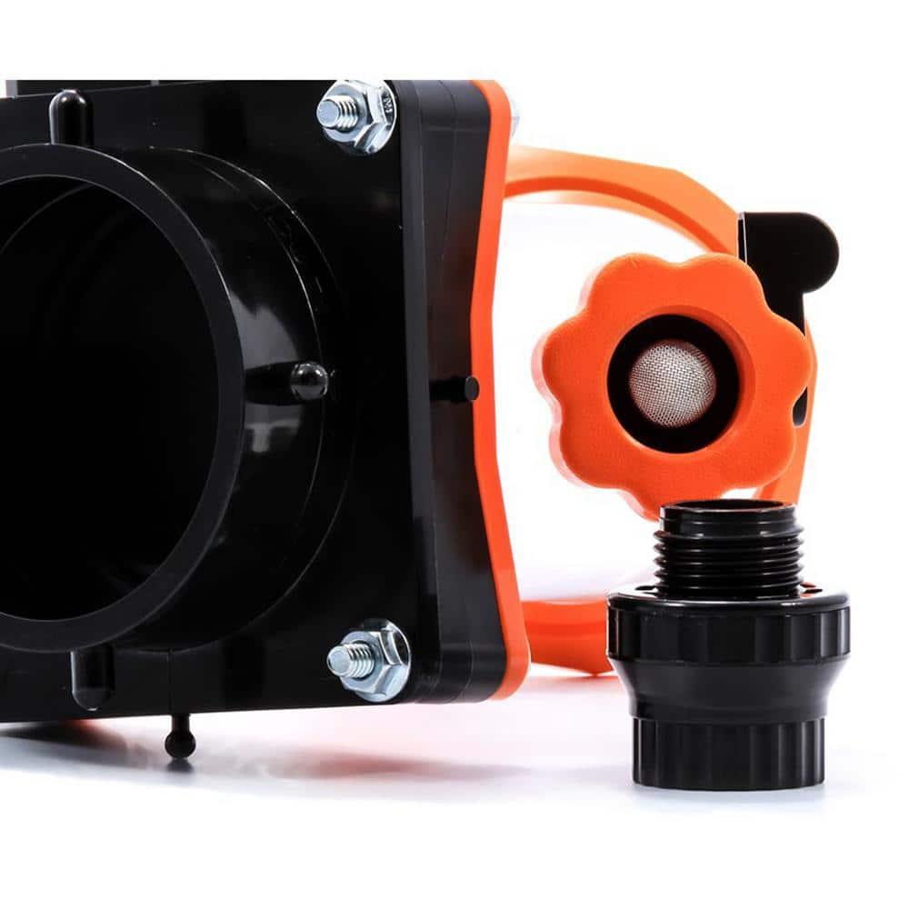 Camco Rhino Blaster Pro Clear Elbow Trailer RV Holding Tank Rinser w/Gate Valve, Vacuum Breaker, & 4-Prong Bayonet Swivel Fitting for Waste Management
