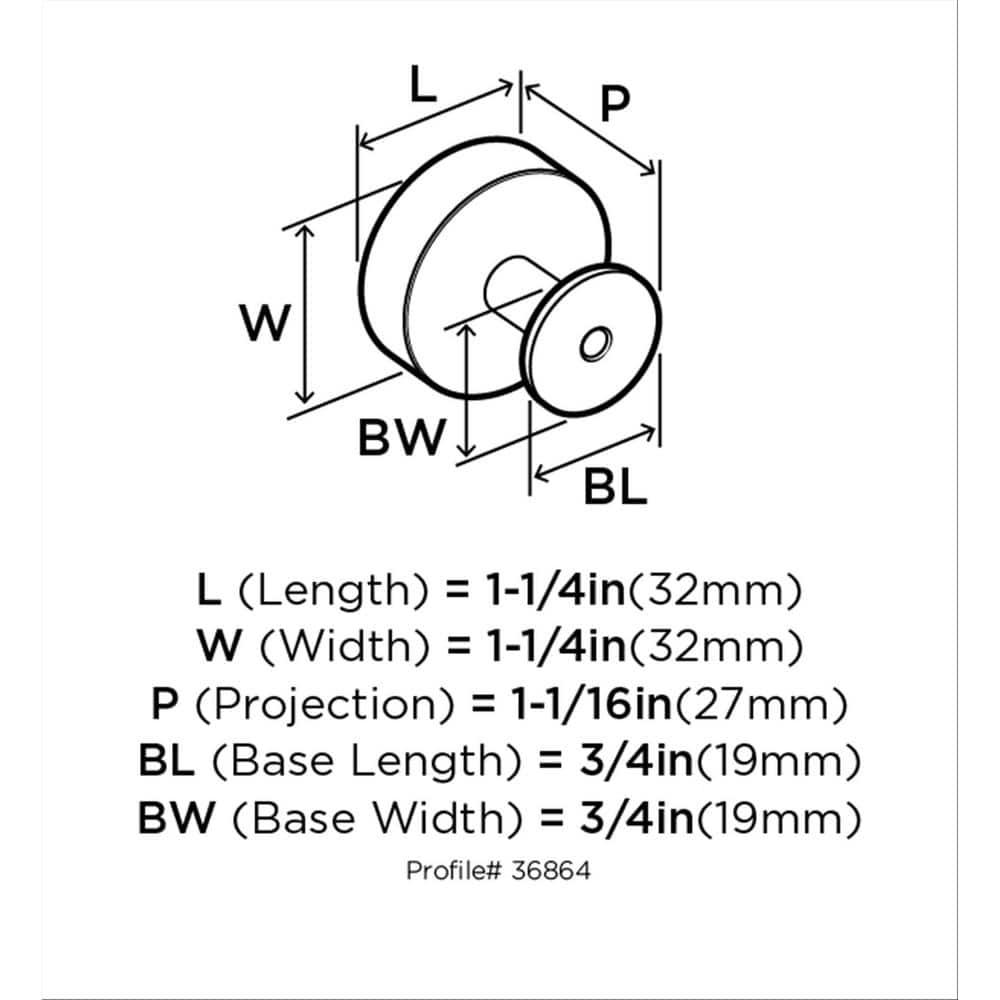 Radius 1 1/4" Diameter Round Knob