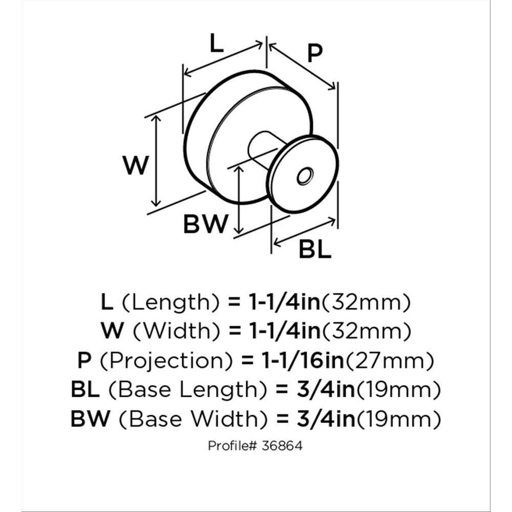 Radius 1 1/4" Diameter Round Knob