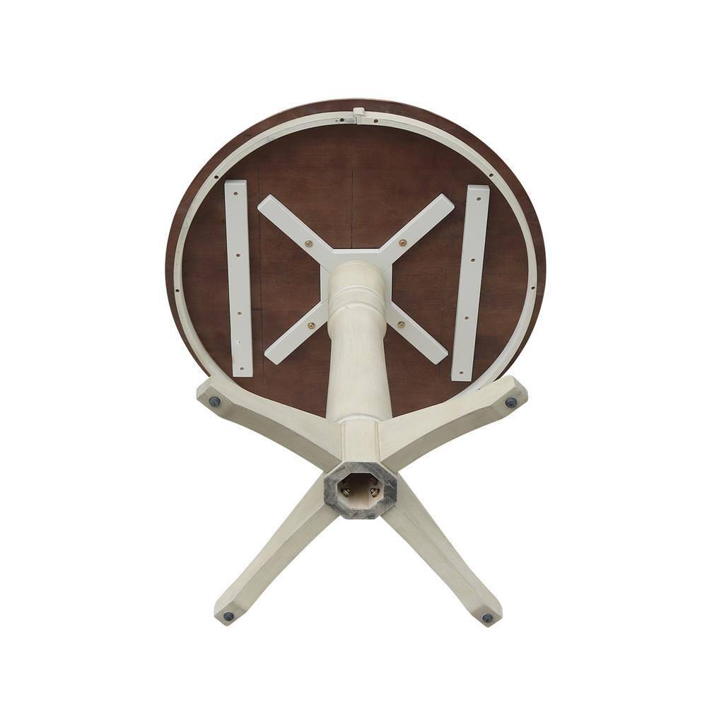 36" Round Pedestal Counter Height Table - Almond/Espresso