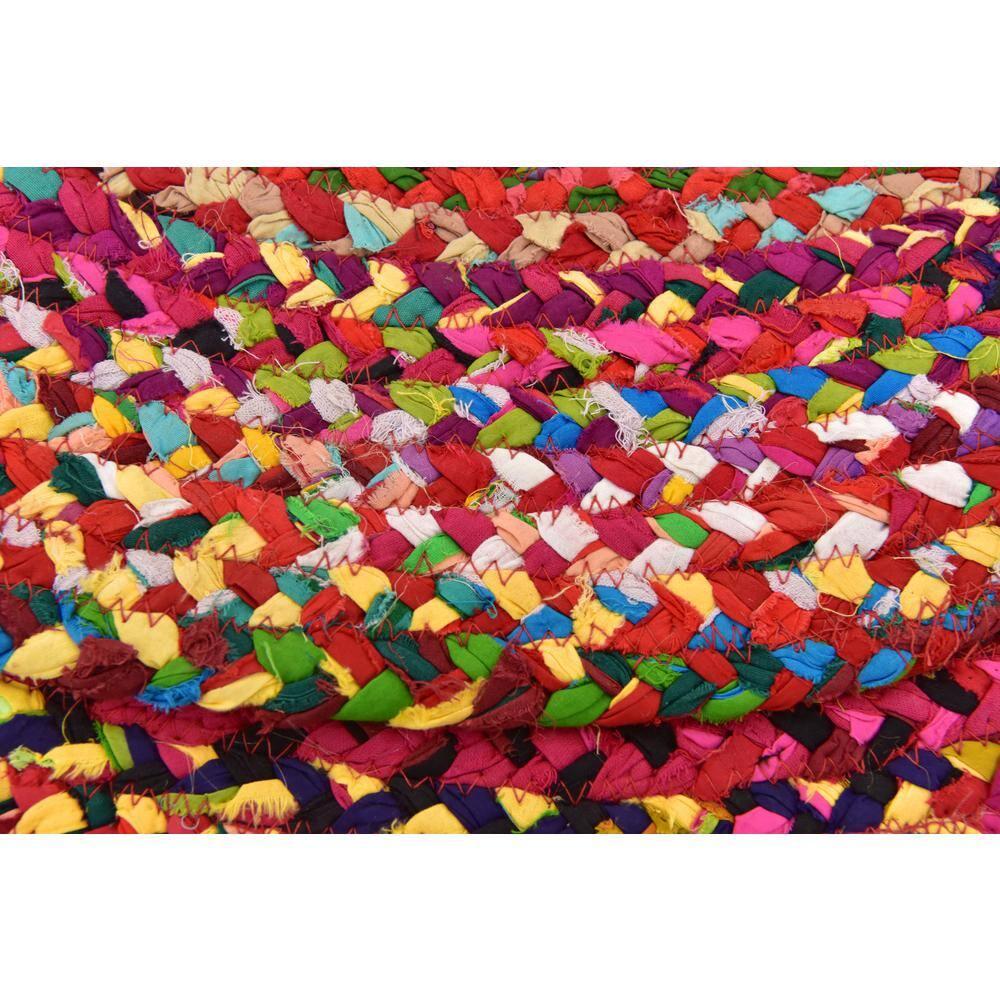 Unique Loom Braided Chindi Collection Area Rug - Layer (3' 3" Round Multi/Blue)