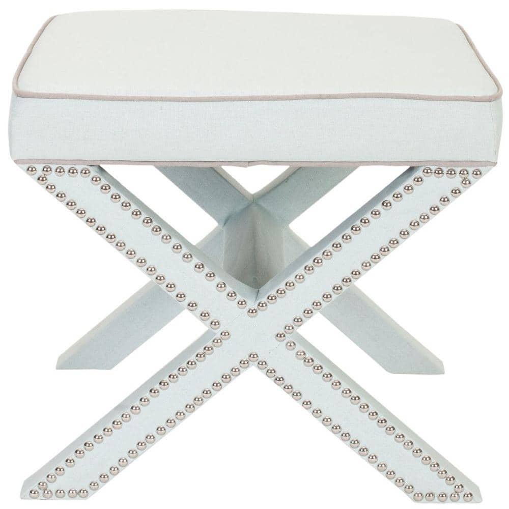 Palmer Ottoman With Silver Nailhead - MCR4589 - Robins Egg Blue - Safavieh