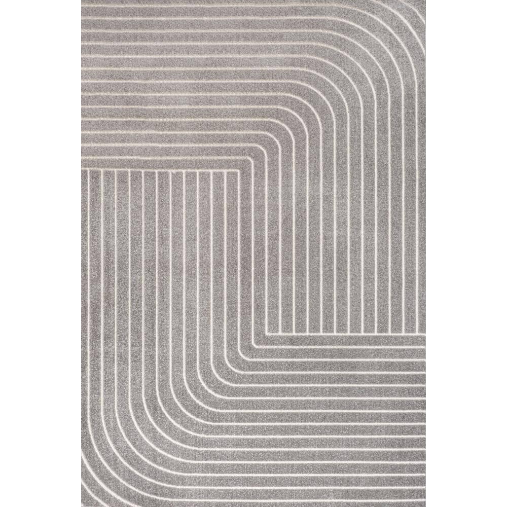 JONATHAN Y Odense High-Low Minimalist Angle Geometric Gray/Ivory 8 ft. x 10 ft. Indoor/Outdoor Area Rug