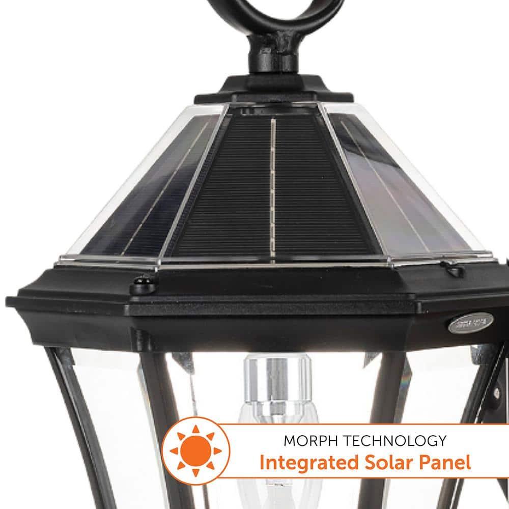 Gama Sonic Victorian Solar Wall Light, Outdoor Solar Lamp, Cast Aluminum Sconce, 150 Lumens Warm White LED, Black (94BM50010)