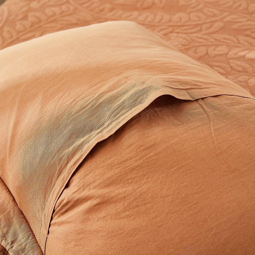 MarCielo 2-Piece 100% Cotton Quilted Pillow Shams Embroidered Farmhouse Pillow Shams (Standard, Royal Orange)