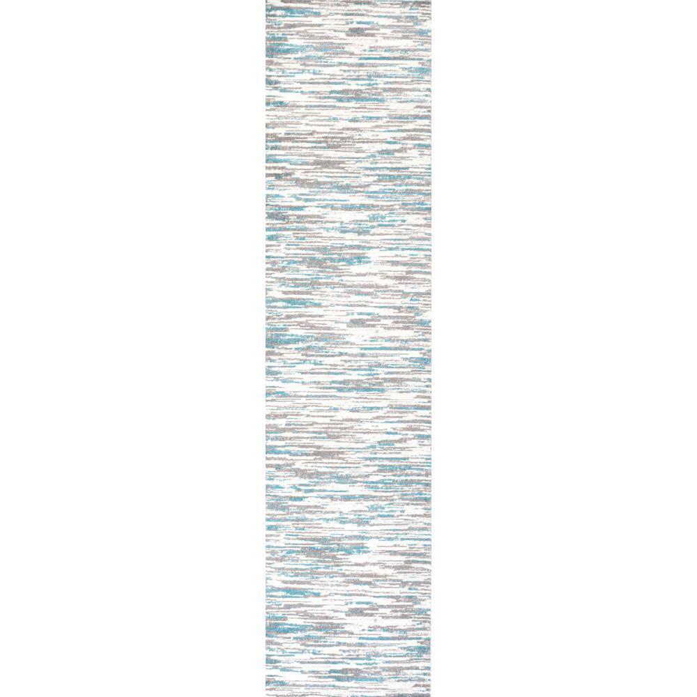 2' x 8' Speer Abstract Linear Stripe Runner Rug, Gray/Blue - JONATHAN Y