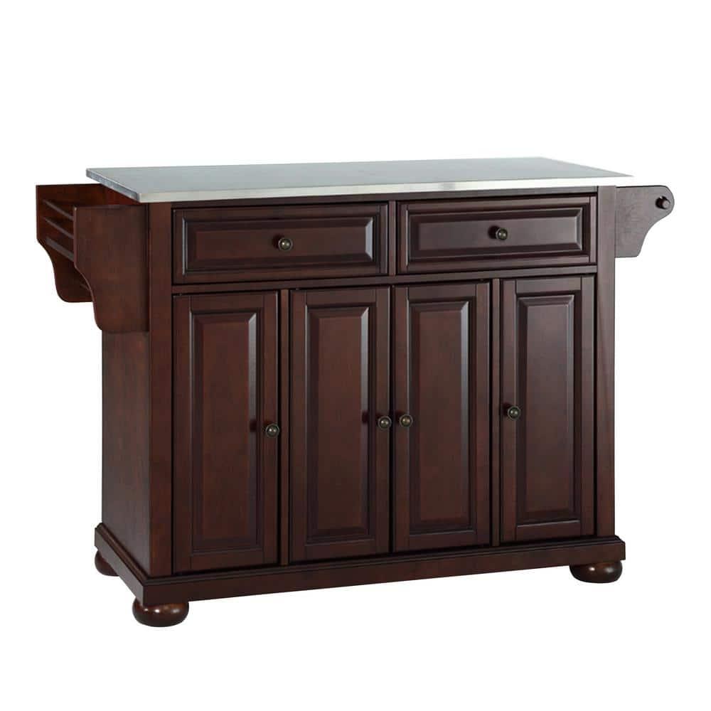 Crosley Furniture Alexandria Wood Kitchen Island in Mahogany
