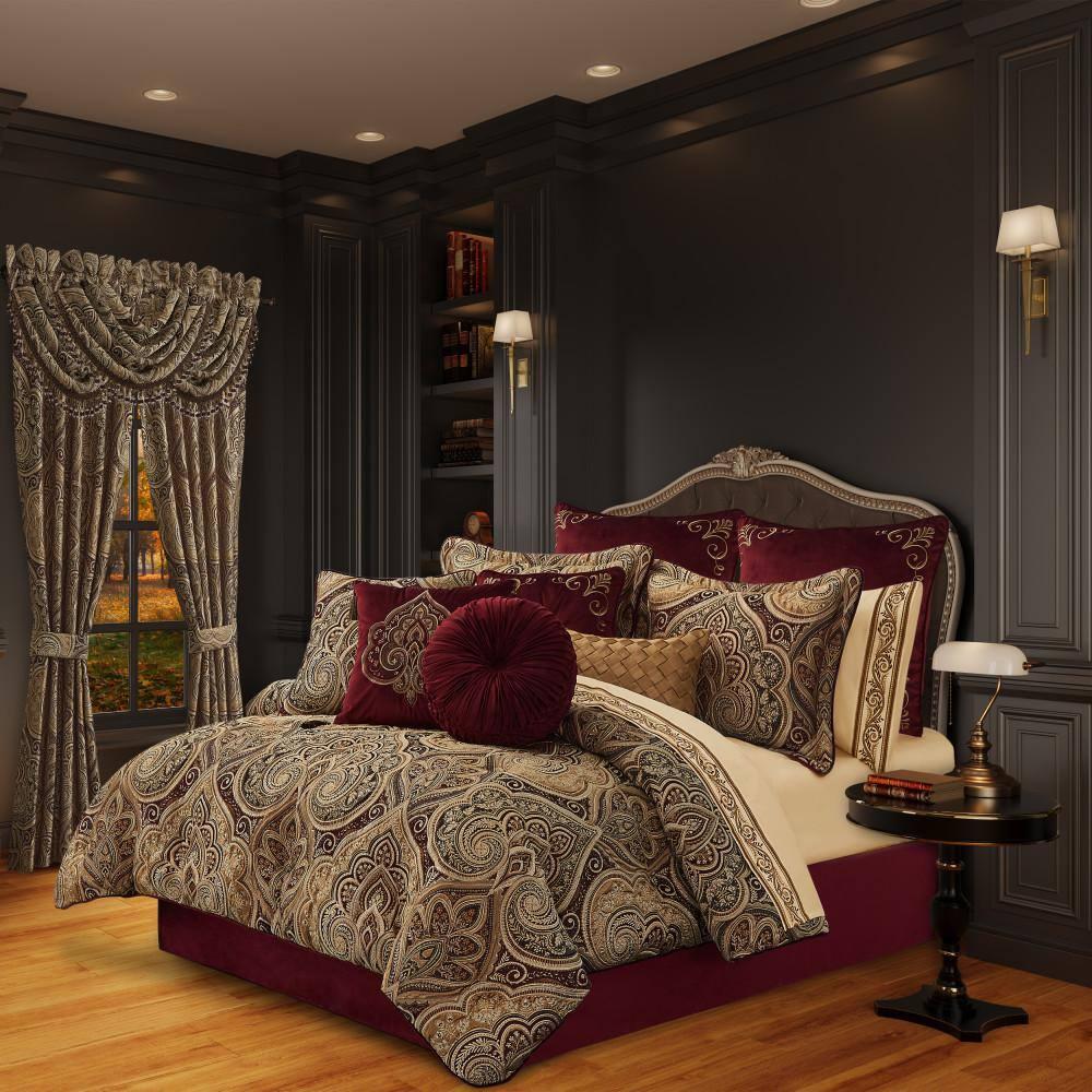 Five Queens Court Bordeaux 20" Square Decorative Throw Pillow
