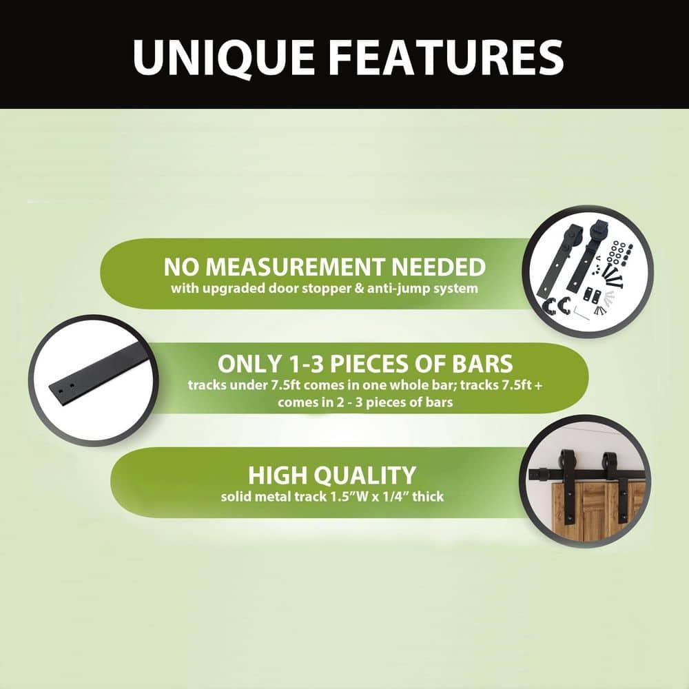 Homacer Black Rustic Single Track Bypass Sliding Barn Door Hardware Kit 6.6ft Black Rustic Carbon Steel Powder Coated Barn Door Hardware Kit