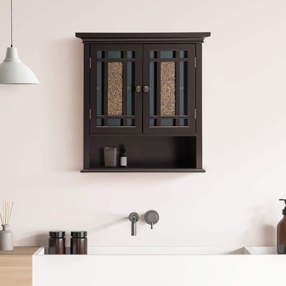 Windsor Wall Cabinet Brown - Elegant Home Fashions: Over Toilet Storage, Adjustable Shelves, MDF Composite