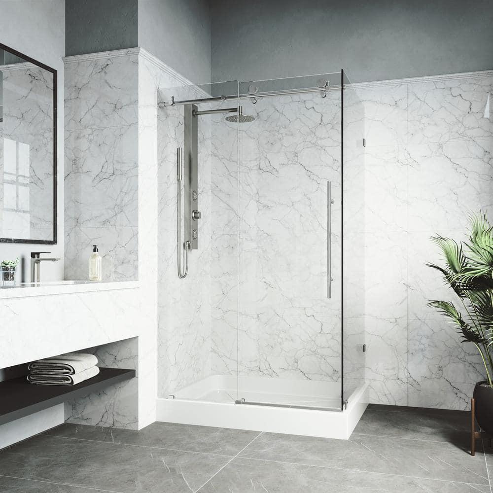 Elan E-class 48" W x 36" D x 82" H Sliding Frameless Shower Enclosure with 3/8" Clear Glass&Base
