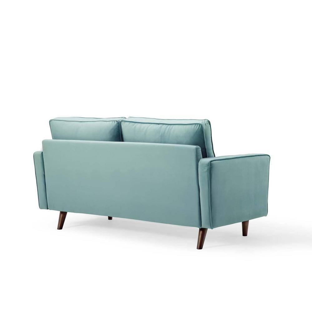 Modway Valour Modern Performance Velvet Loveseat in Mint Green/Walnut
