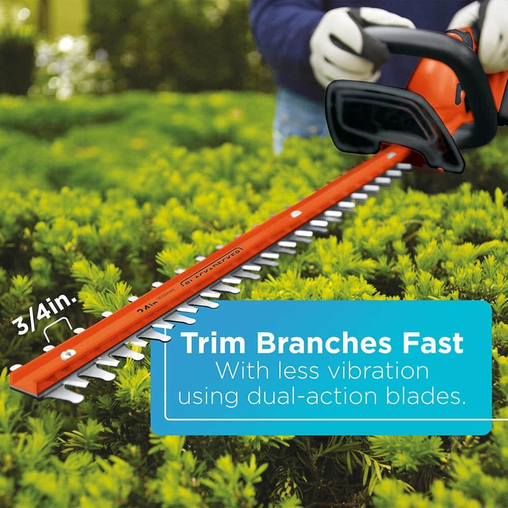 Black + Decker LHT2436 40V MAX Lithium-Ion Dual Action 24 in. Cordless Hedge Trimmer Kit