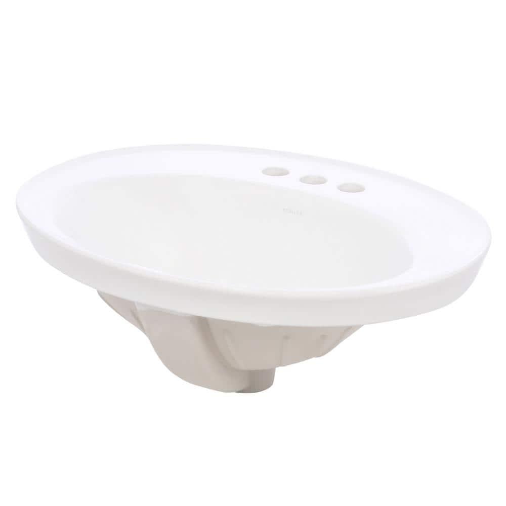 Serif® Ceramic Oval Drop-In Bathroom Sink with Overflow