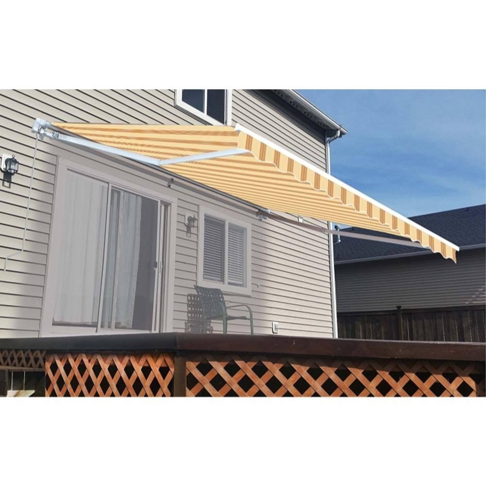 ALEKO 8' x 6.5' Multi Striped Yellow Retractable Patio Awning