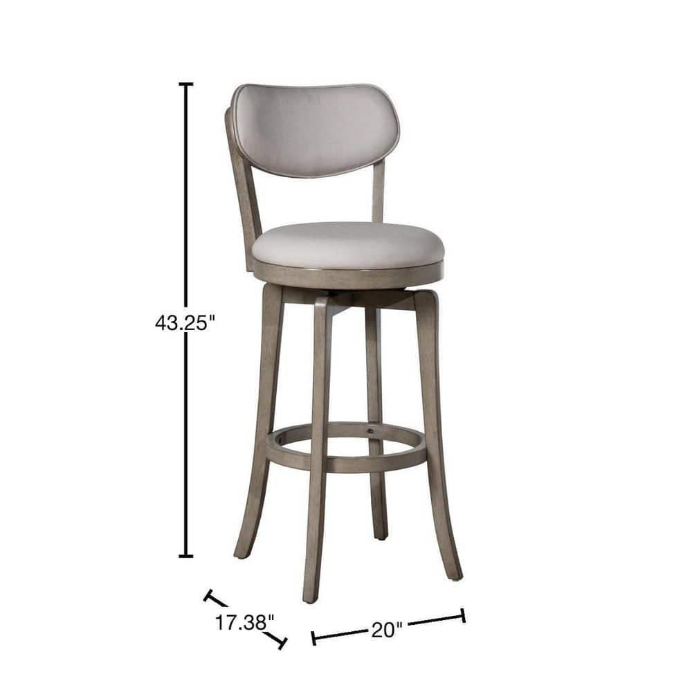 Sloan Barstool Gray - Hillsdale Furniture: Swivel, Upholstered, Aged Wood Finish, 43.5" Height