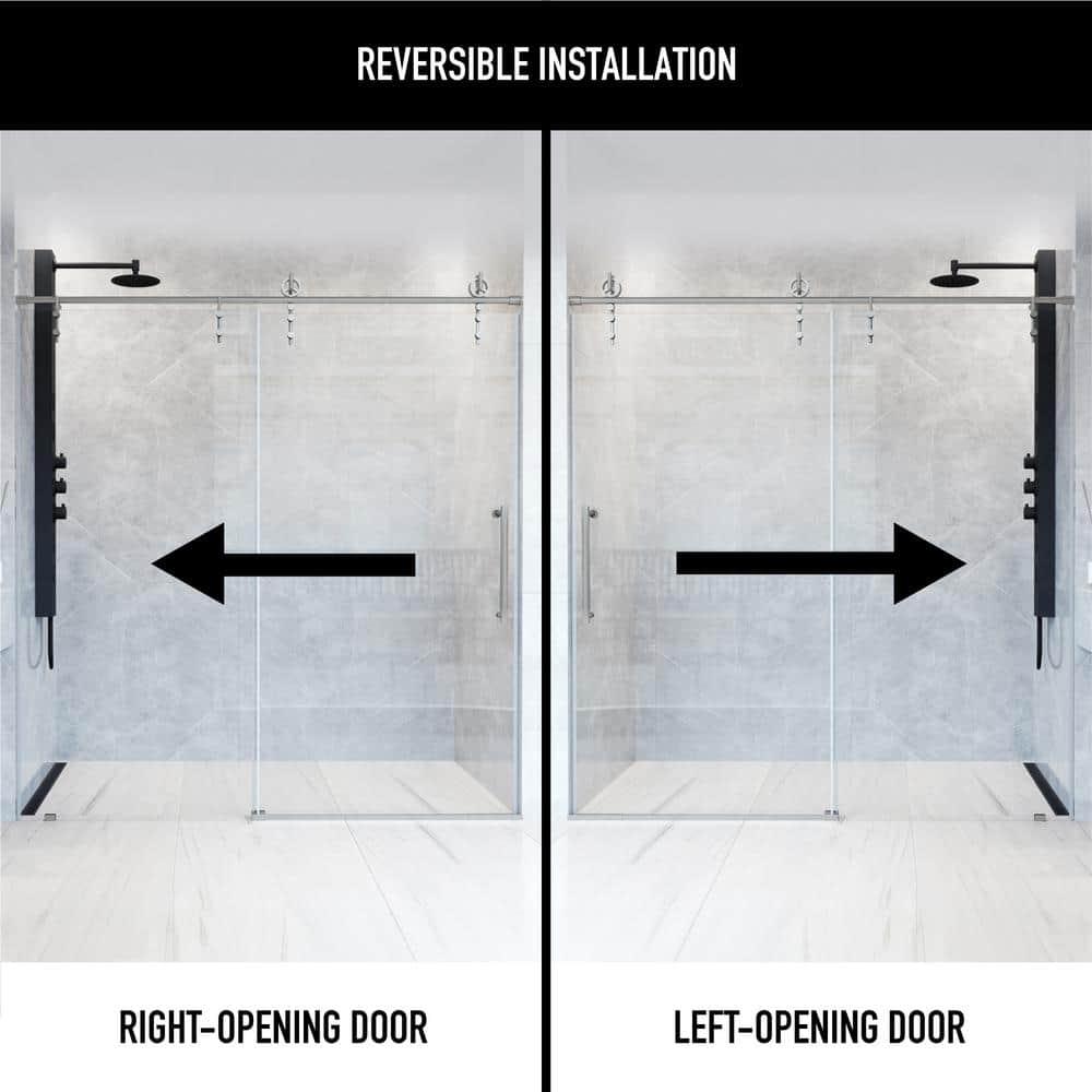 Hamilton 56-60" W x 78" H Sliding Frameless Shower Door with 3/8" Clear Glass