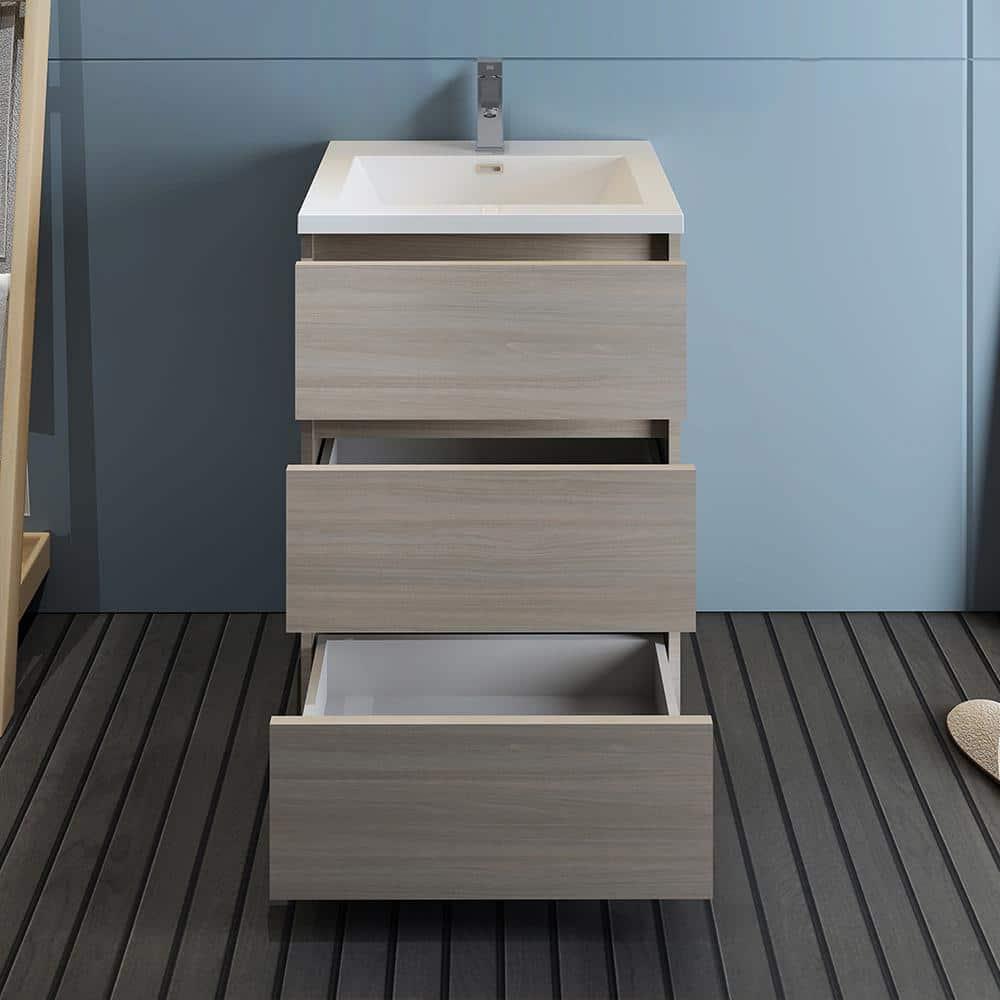 Lazzaro 24" Freestanding Modern Bathroom Vanity with Integrated Single Sink - Faucet Not Included