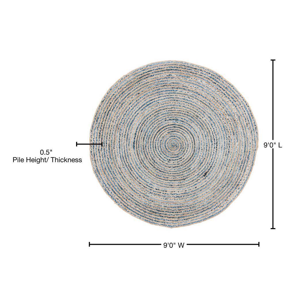 Cape Cod CAP250 Hand Woven Area Rug - Natural/Blue - 9' round - Safavieh.