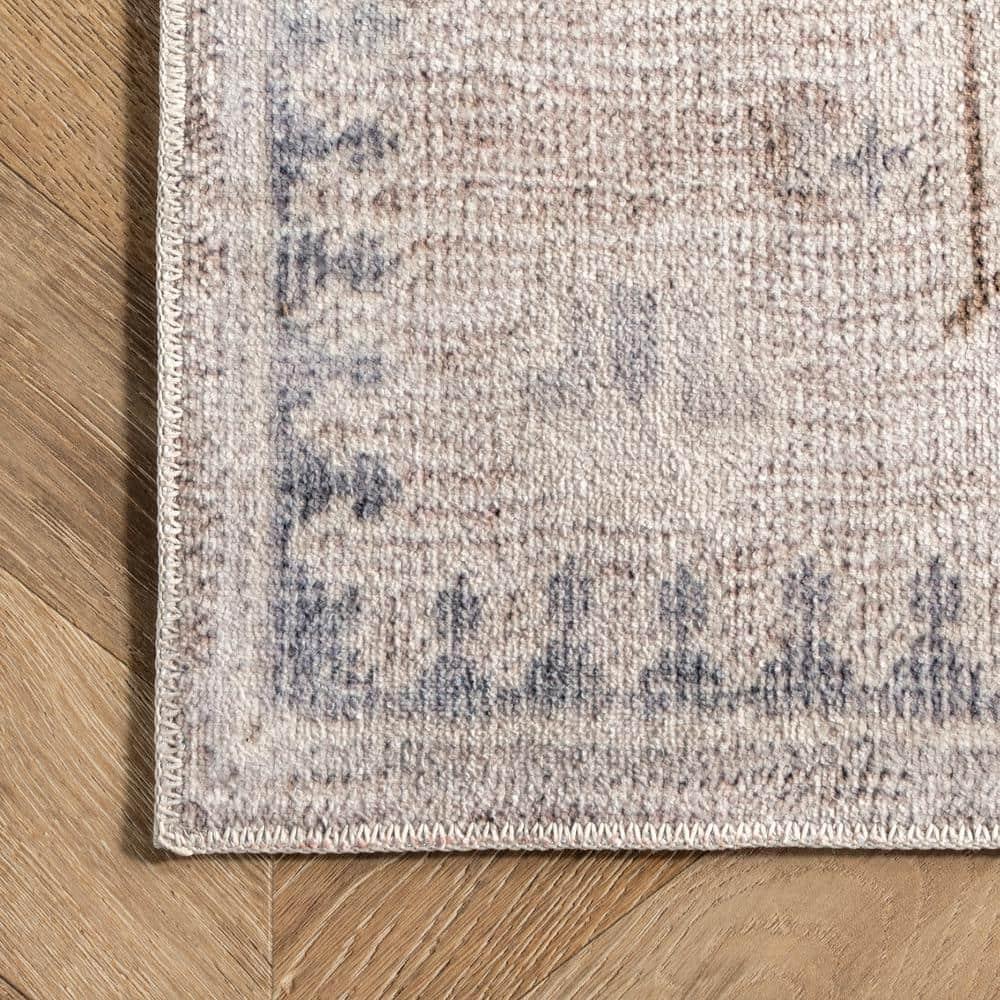 Nuloom Krystin Distressed Pet Friendly Machine Washable Area Rug, 5' x 8', Beige
